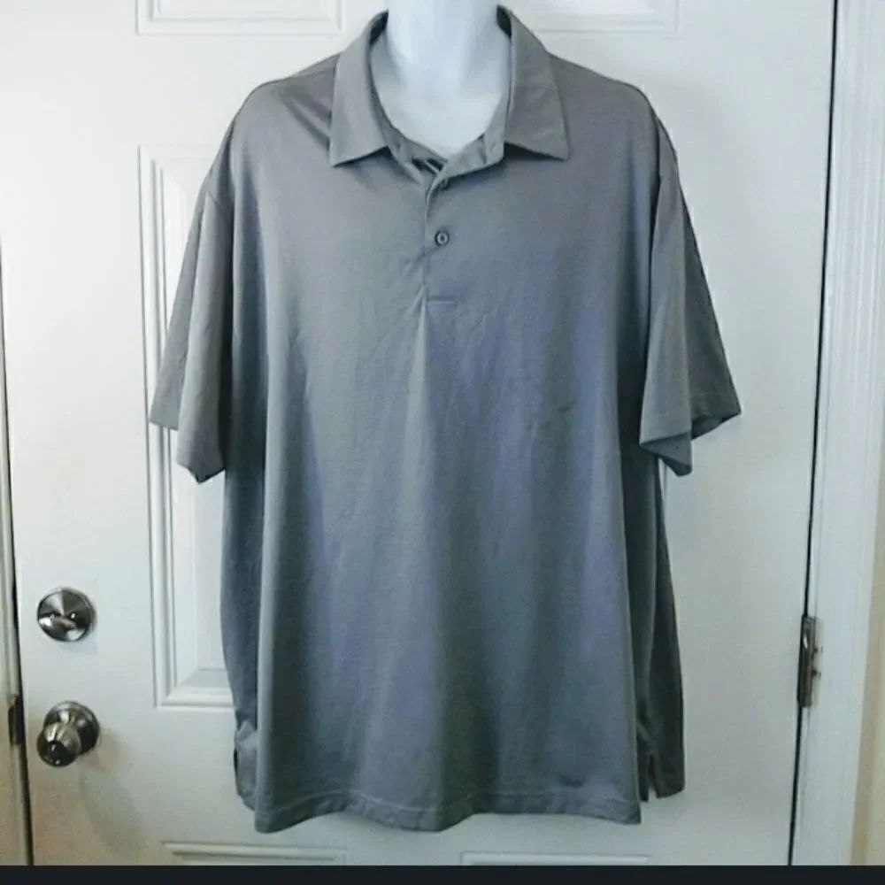 (3/$20) Roundtree & Yorke gray stripe polo shirt